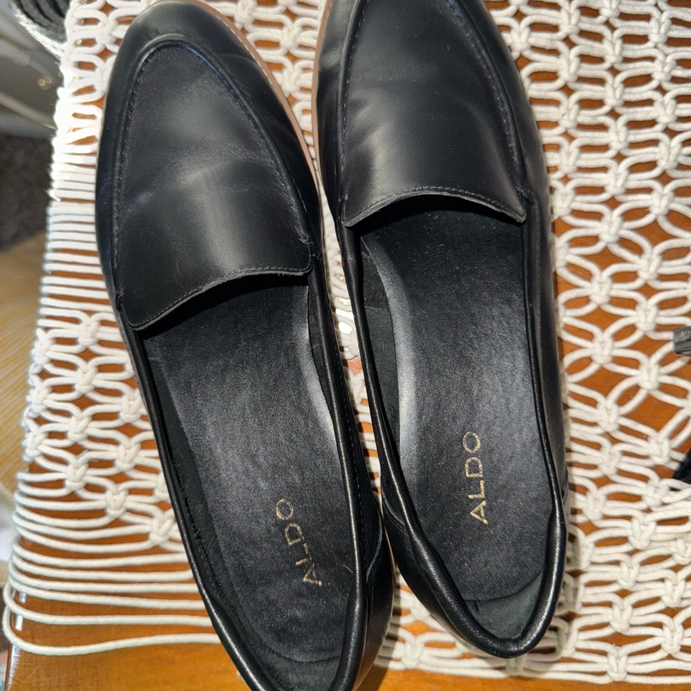 Aldo Classic Black Leather Loafers